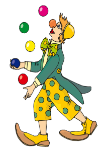 Clown juggling coloured balls from open clip art .com
